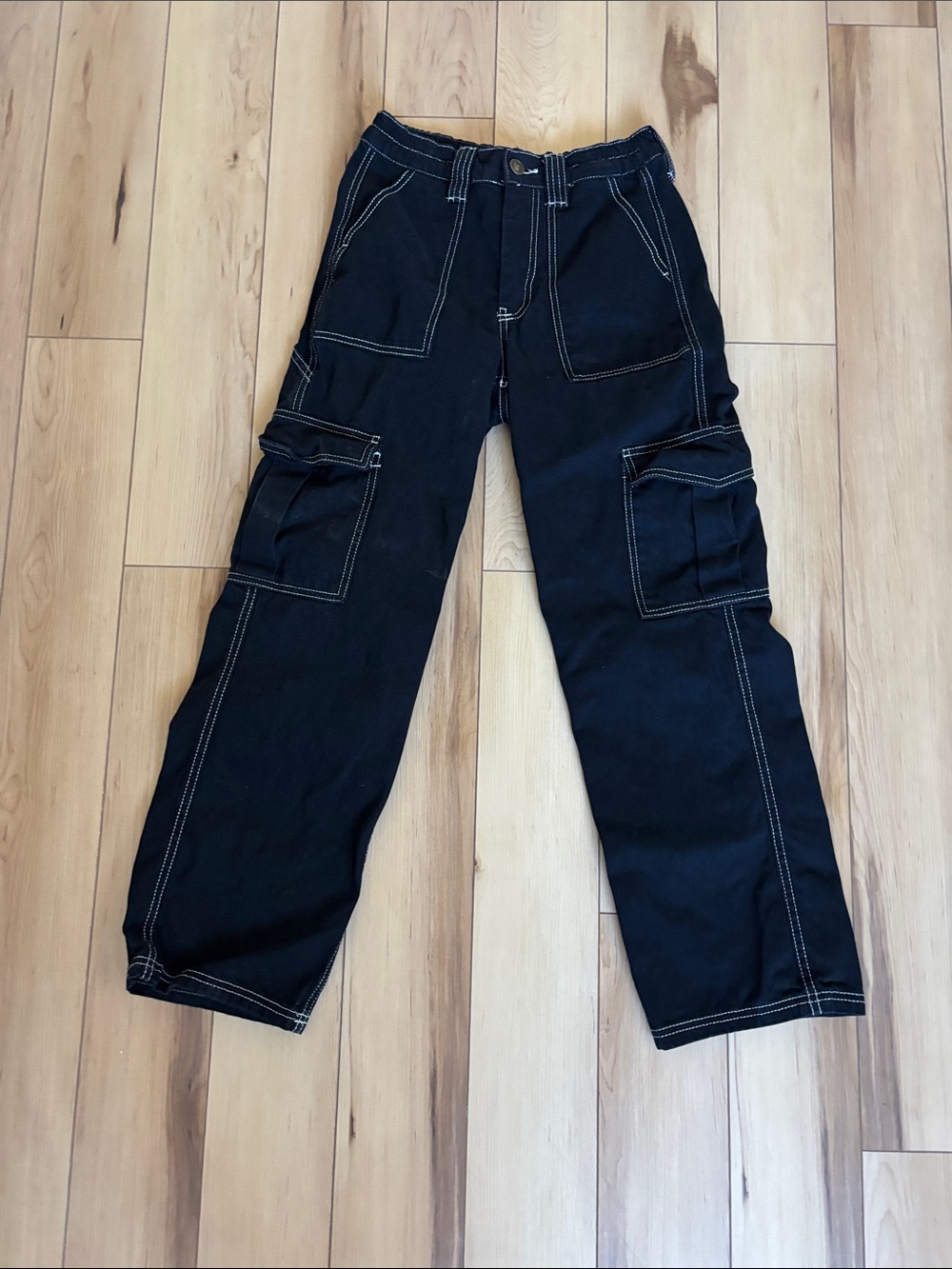 BDG Black Cargo Pants with Contrast Stitching